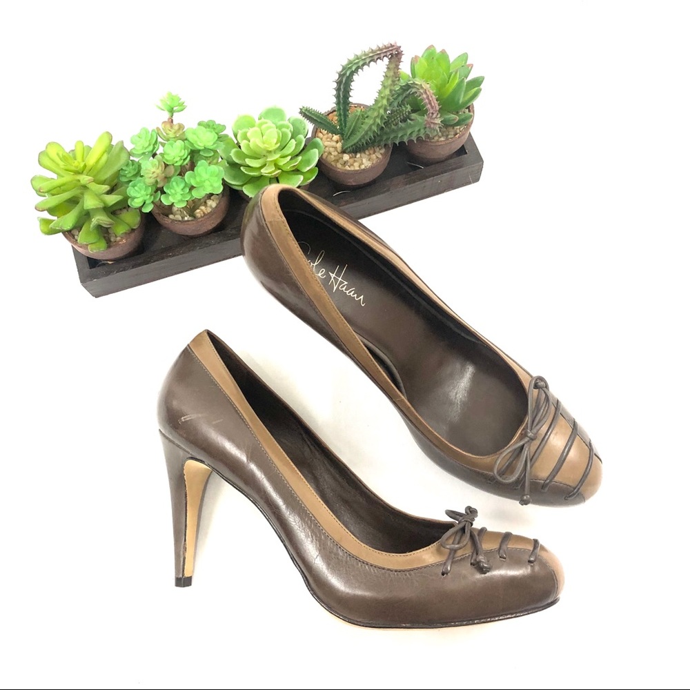 EUC Cole Haan Elegant Leather Nike Air Brown Heel Size 9.5